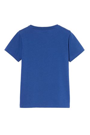 T-shirt in cotone bluette con stampa GUCCI KIDS | 547559XJHO54118